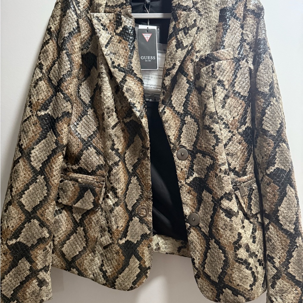 GUESS Women's Faux Snake Leather Blazer Jacket 🆕 Large